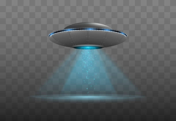 illustrazioni stock, clip art, cartoni animati e icone di tendenza di astronave ufo con fascio di luce - alien mystery space military invasion