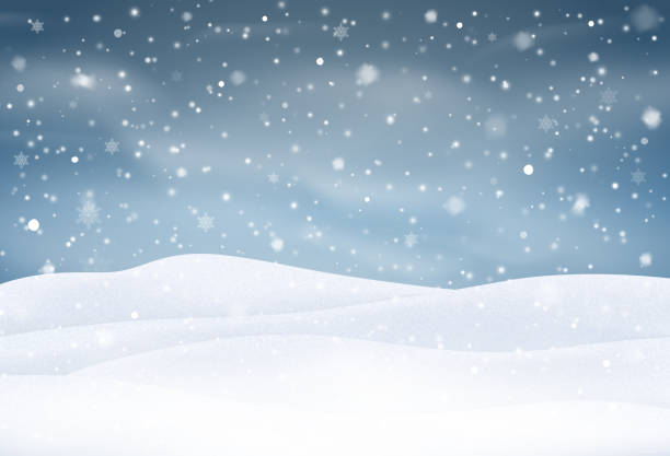 Vector snow isolated. Snowfall Vector snowfall isolated. Winter background. Snow overlay. Snowflakes, ice and snow landscape. hill stock illustrations