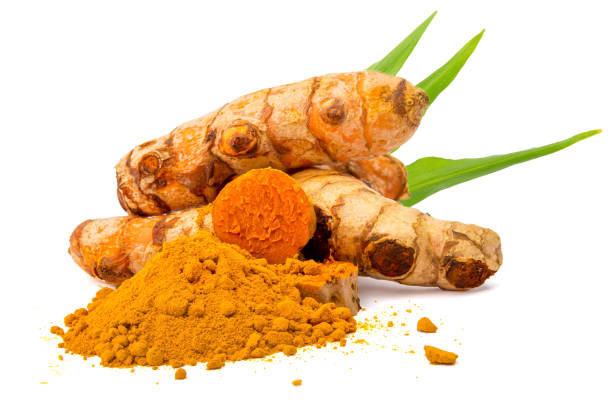 istock Ground turmeric powder and fresh turmeric, medicinal plants 1341809292