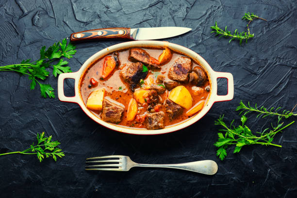 istock Stew with veal and mushrooms 1341810630