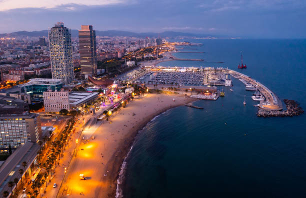 istock Drone view of the evening Barcelona 1341814821