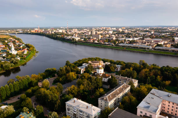 istock Tver with Assumption Cathedral, Russia, aerial view 1341815305