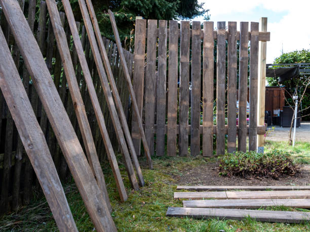 istock Fence construction in your own garden 1341816806
