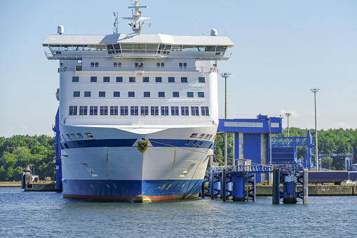 Ferry ship around Travemuende in Germany