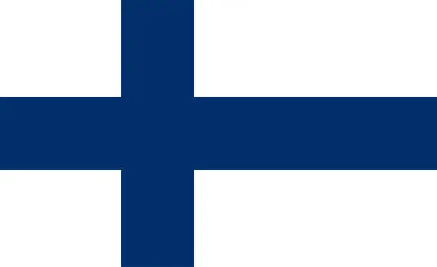 Vector illustration of National flag of Finland original size and colors vector illustration, Suomen lippu or Finlands flagga and Siniristilippu used Nordic cross, Finnish flag has Scandinavian cross