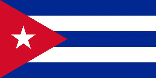 Vector illustration of National flag of Cuba original size and colors vector illustration, Bandera de Cuba or Estrella Solitaria and Lone Star flag, Republic of Cuba flag