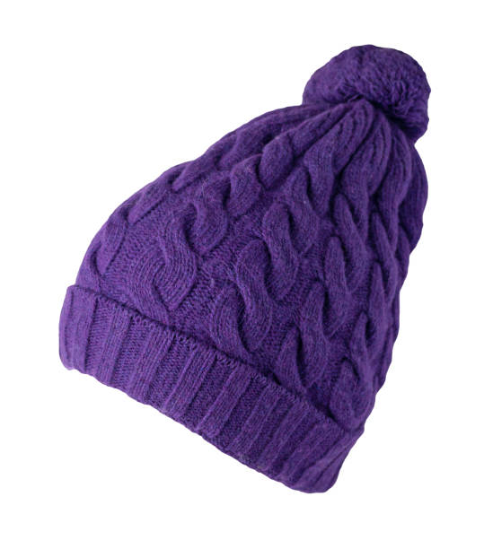 istock women's hat knitted with pompon isolated on white background. warm winter accessory 1341826144