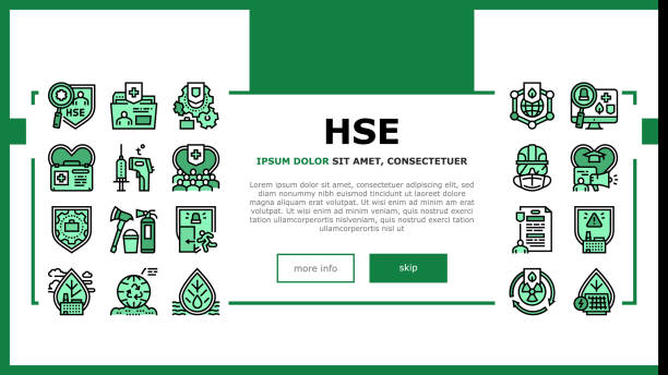 gesundheitssicherheit umgebung hse landing header vector - retrieval stock-grafiken, -clipart, -cartoons und -symbole