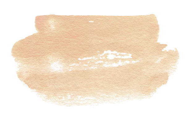istock Abstract beige watercolor shape. Watercolor hand drawn stain isolated on white 1341832603