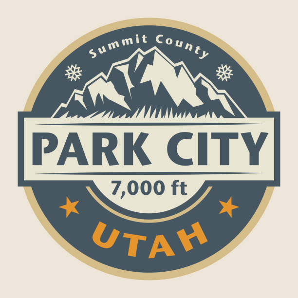 illustrazioni stock, clip art, cartoni animati e icone di tendenza di francobollo astratto o emblema con il nome di park city, utah - utah