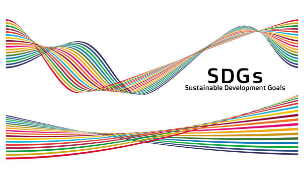 bildbanksillustrationer, clip art samt tecknat material och ikoner med a simple greeting card. sustainable development goals sdgs line art in 17 colors. vector. the design is made up of 17 colors with the image of the sdgs. - hållbarhetsmål illustrationer