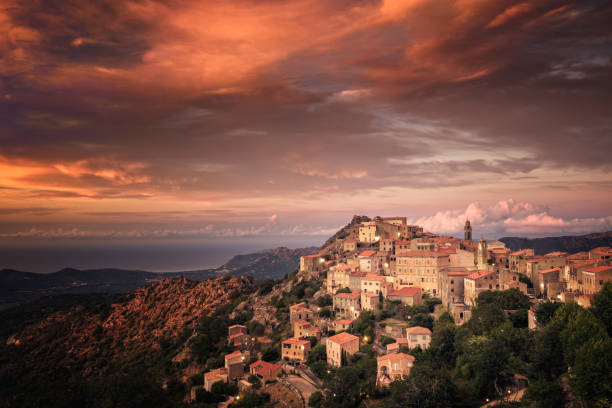 istock Sunset over Speloncato in Corsica 1341839567