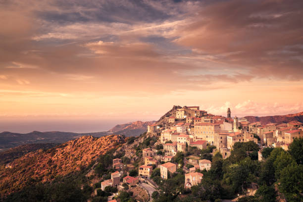 istock Sunset over Speloncato in Corsica 1341839568