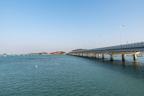 istock Long seaside bridges span the sea 1341841644