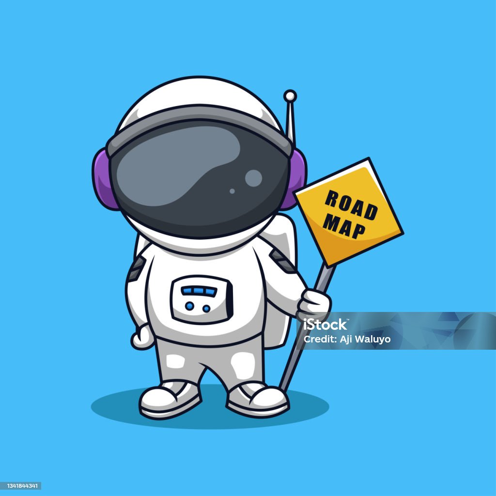 Road Map Sign Cute Astronaut Creative Cartoon Logo Stock Illustration -  Download Image Now - Adult, Astronaut, Cartoon - iStock