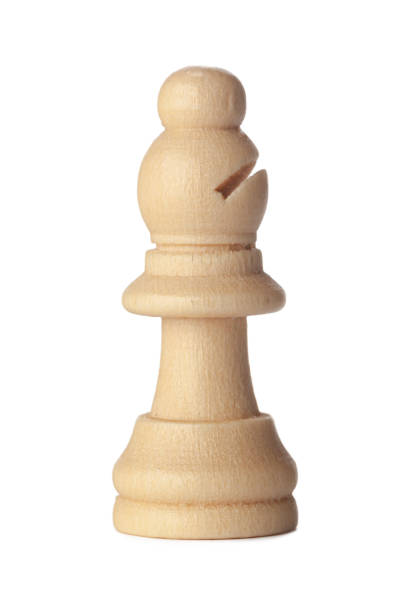 istock Wooden chess pieces close up isolated on white 1341844576