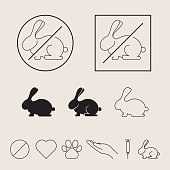istock Not tested on animals, icon set. Vector illustration with rabbit 1341845935