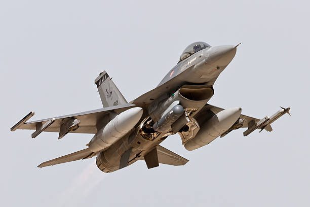 Portuguese F-16 take off stock photo