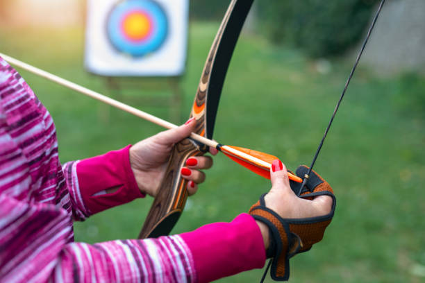 istock A woman on an archery field 1341848964