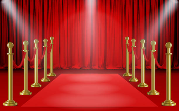 istock Realistic vector golden rope barriers. VIP event, luxury celebration. 1341849694