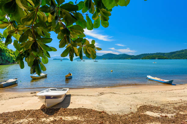Pontal beach in Paraty, Rio de Janeiro, Brazil Pontal beach in Paraty, Rio de Janeiro, Brazil. Paraty is a preserved Portuguese colonial and Brazilian Imperial municipality paraty brazil stock pictures, royalty-free photos & images