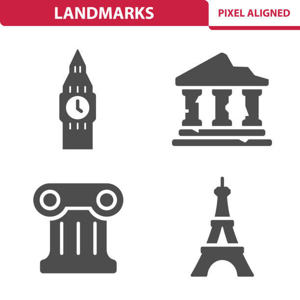 ilustraciones, imágenes clip art, dibujos animados e iconos de stock de iconos de puntos de referencia - eiffel tower paris france france tower