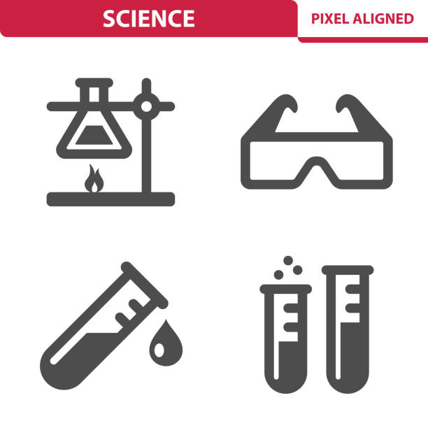 wissenschafts-ikonen - reagenzglas stock-grafiken, -clipart, -cartoons und -symbole