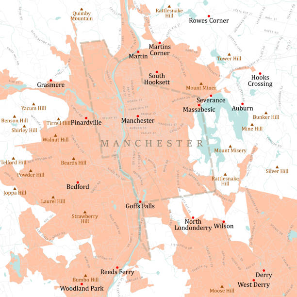 nh hillsborough manchester vector mapa drogowa - manchester stock illustrations
