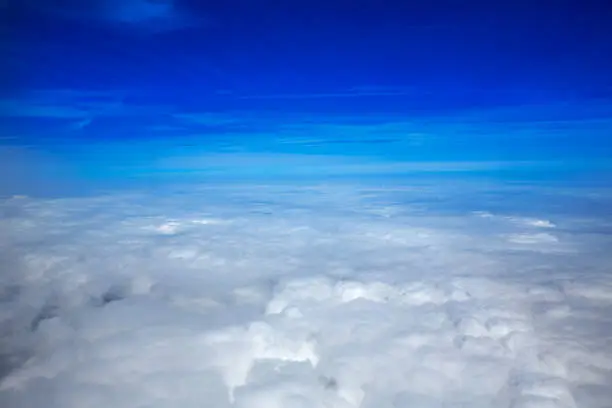 Sea of clouds sky from aircraft view