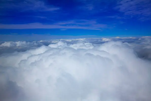 Sea of clouds sky from aircraft view