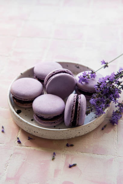 istock French macarons with lavender flavor 1341853202