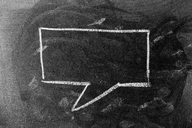 istock White color chalk hand drawing in square bubble speech shape with blank space on blackboard or chalkboard background 1341855933