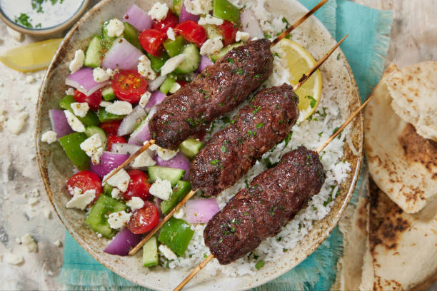 Beef Kofta with Tzatziki Sauce and Lemon