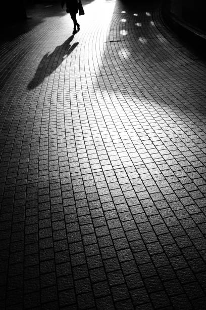 istock Silhouette of a woman walking alone 1341861196