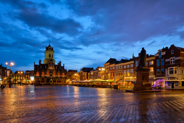 istock Delft Market Square Markt in the evening. Delfth, Netherlands 1341863315