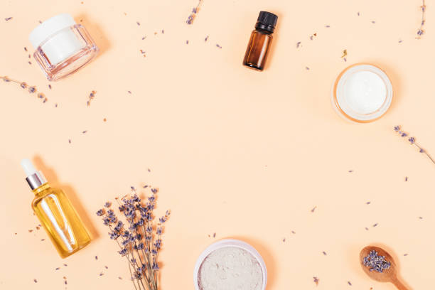 istock Natural cosmetics and lavender flowers 1341864618