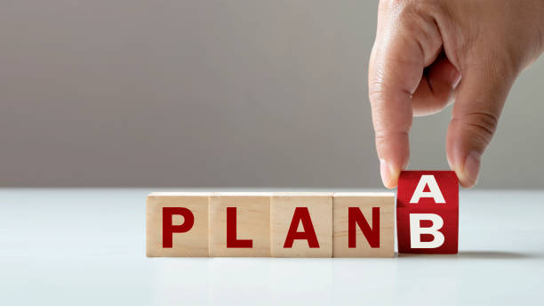 istock Businessman's hand flips wooden cube blocks from Plan A to Plan B. SME organization solution ideas and business solutions. 1341866119
