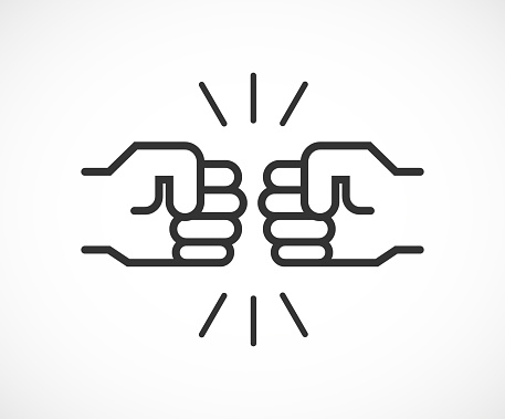 Vector linear icon of Fist Bump symbol.