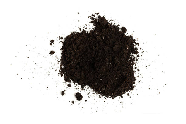 istock Black land for plant isolated on white background. 1341871335