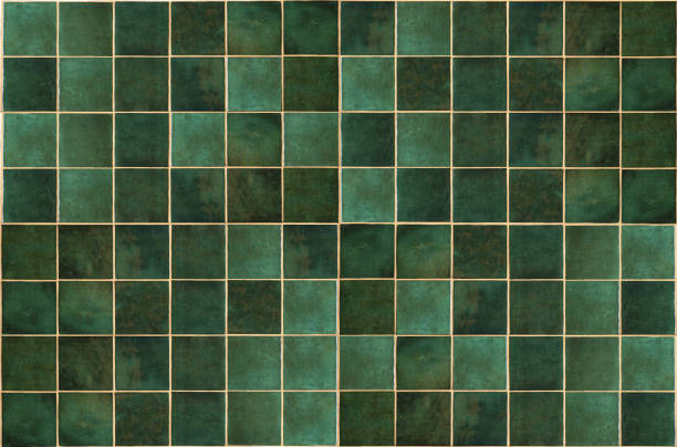 fondo de baldosa cerámica verde. antiguos azulejos de cerámica vintage en verde para decorar la cocina o el baño - ceramics tile ceramic wall fotografías e imágenes de stock