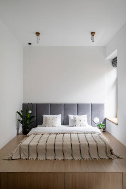 istock Bed at home interior, apartment bedroom design. 1341873394
