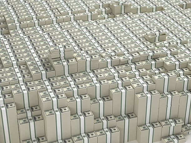 Thousands stacks of money stock photo