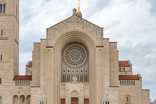 Basilica of the National Shrine of the Immaculate Conception at Catholic University of America in Washington DC, USA.