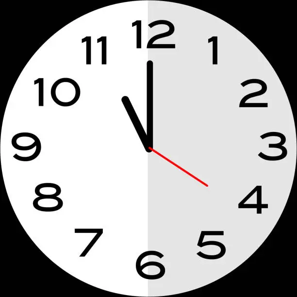 Vector illustration of 11 o'clock or Eleven o'clock analog clock