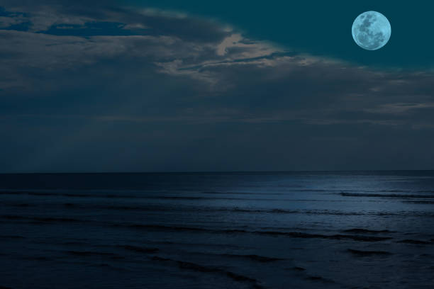 istock Full moon on sky over sea in the night. 1341878254