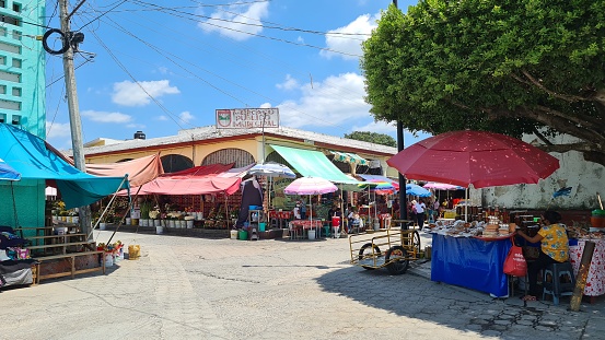 Chiapa de Corzo, Mexico – July 19, 2021: Public Municipal Market in Chiapa de Corzo.