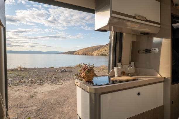 istock Coastline view from van at sunrise 1341879805