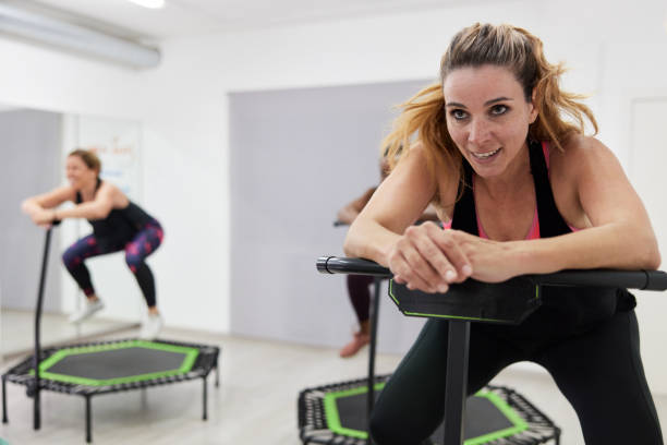 istock Jumping fast on a Fitness trampoline. 1341880311