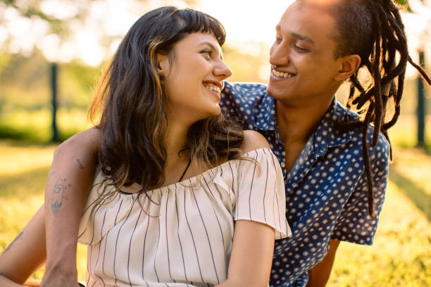 istock Blissful young couple in love 1341881471