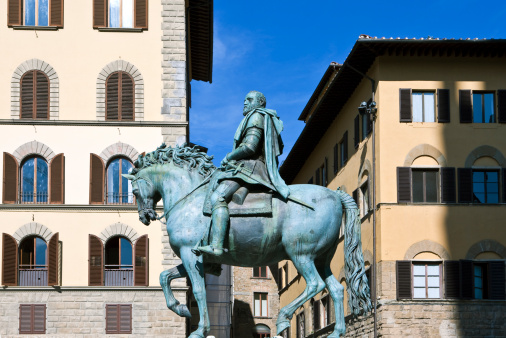 Italy,Tuscany,Florence,Piazza della Signoria the Giambologna's monument of Cosimo 1